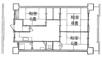 万場荘 1～4棟 標準間取り